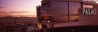 Framed Hotel lit up at dusk, Palms Casino Resort, Las Vegas, Nevada, USA