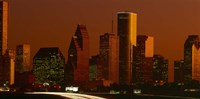 Framed Skyscrapers in a city at sunset, Houston, Texas, USA