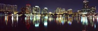 Framed Buildings at night, Lake Eola, Orlando, Florida