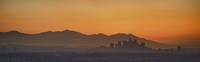 Framed Mountain range at dusk, San Gabriel Mountains, Los Angeles, California, USA