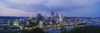 Framed Buildings lit up at night, Monongahela River, Pittsburgh, Pennsylvania, USA