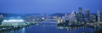 Framed High angle view of a stadium lit up at night, Three Rivers Stadium, Pittsburgh, Pennsylvania, USA