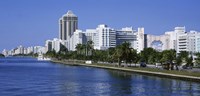 Framed USA, Florida, Miami, Miami Beach, Panoramic view of waterfront and skyline