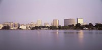 Framed Reflection of skyscrapers in Lake Merritt, Oakland, California