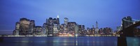 Framed New York Ciry at Night with Bright Blue Sky