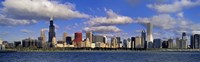 Framed USA, Illinois, Chicago, Panoramic view of an urban skyline by the shore