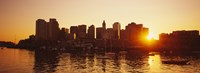 Framed Sunset over skyscrapers, Boston, Massachusetts, USA