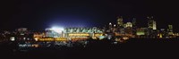 Framed Stadium lit up at night in a city, Heinz Field, Three Rivers Stadium, Pittsburgh, Pennsylvania, USA