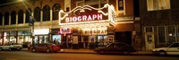 Framed Theater lit up at night, Biograph Theater, Lincoln Avenue, Chicago, Illinois, USA