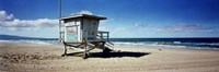 Framed Lifeguard hut on the beach, 8th Street Lifeguard Station, Manhattan Beach, Los Angeles County, California, USA