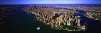 Framed Aerial view of lower Manhattern, New York City, New York State, USA