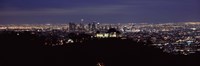 Framed Aerial view of Los Angeles at night
