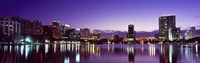 Framed Buildings lit up at night in a city, Lake Eola, Orlando