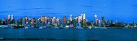 Framed Manhattan skyline at dusk, New York City, New York State, USA