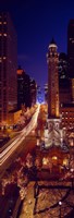 Framed Buildings lit up at night, Water Tower, Magnificent Mile, Michigan Avenue, Chicago, Cook County, Illinois, USA