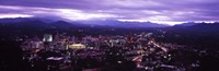 Framed Aerial view of a city lit up at dusk, Asheville, Buncombe County, North Carolina, USA 2011