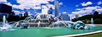 Framed Buckingham Fountain in Grant Park, Chicago, Cook County, Illinois, USA