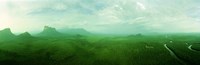 Framed Aerial View Of Green Misty Landscape, Autana Tepuy, Venezuela