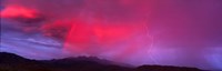 Framed Sunset With Lightning And Rainbow Four Peaks Mountain AZ