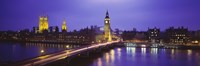 Framed Big Ben Lit Up At Dusk, Houses Of Parliament, London, England, United Kingdom