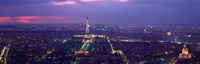 Framed Aerial view of a city at twilight, Eiffel Tower, Paris, Ile-de-France, France