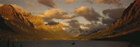 Framed Mountains surrounding a lake, St. Mary Lake, Glacier Bay National Park, Montana, USA