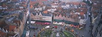 Framed Aerial view of a town square, Bruges, Belgium