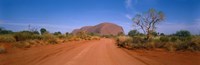 Framed Desert Road And Ayers Rock, Australia