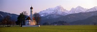 Framed St Coloman Church and Alps Schwangau Bavaria Germany