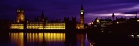 Framed Government Building Lit Up At Night, Big Ben And The House Of Parliament, London, England, United Kingdom