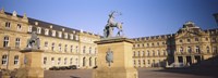 Framed Low Angle View Of Statues In Front Of A Palace, New Palace, Schlossplatz, Stuttgart, Baden-Wurttemberg, Germany