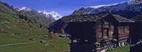 Framed Log cabins on a landscape, Matterhorn, Valais, Switzerland