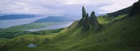 Framed High angle view of rock formations on a mountain, Old Man Of Storr, Isle Of Skye, Scotland