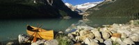 Framed Canoe at the lakeside, Lake Louise, Banff National Park, Alberta, Canada