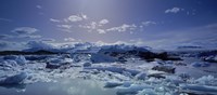 Framed Icebergs floating on water, Vatnajokull, Fjallsarlon, Jokulsarlon Lagoon, Iceland