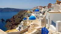 Framed High angle view of a church, Oia, Santorini, Cyclades Islands, Greece