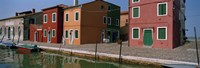 Framed Houses along a canal, Burano, Venice, Veneto, Italy