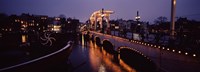 Framed Bridge lit up at night, Magere Brug, Amsterdam, Netherlands