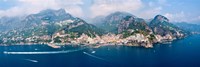 Framed Aerial view of towns, Amalfi, Atrani, Amalfi Coast, Salerno, Campania, Italy