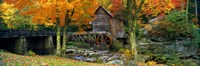 Framed Glade Creek Grist Mill, Babcock State Park, West Virginia (bright leaves)