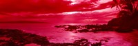 Framed Red Sunset over the coast, Makena Beach, Maui, Hawaii