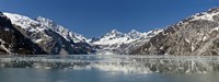 Framed Johns Hopkins Glacier in Glacier Bay National Park, Alaska, USA