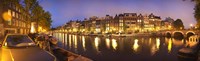 Framed Night view along canal, Amsterdam, Netherlands