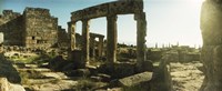 Framed Roman town ruins of Hierapolis at Pamukkale, Anatolia, Central Anatolia Region, Turkey