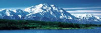 Framed Snow covered mountain in Denali National Park AK