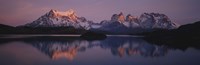 Framed Reflection of mountains in a lake, Lake Pehoe, Cuernos Del Paine, Patagonia, Chile