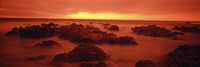 Framed Foggy beach at dusk, Pebble Beach, Monterey County, California, USA