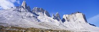 Framed Rock formations on a mountain range, Torres Del Paine National Park, Patagonia, Chile