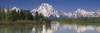 Framed Reflection of a mountain range in water, Oxbow Bend, Grand Teton National Park, Wyoming, USA