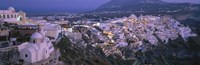 Framed Buildings, Houses, Night, Fira, Santorini Greece